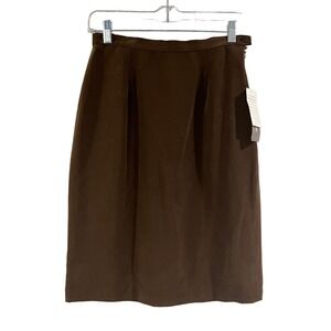 NWT Jones New York Brown Silk Pencil Skirt Knee High Side Zipper Size 6